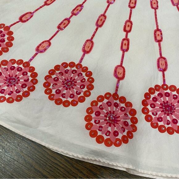 Kemp & Company Pale Pink Skirt Size 14 Quarter Circle Sequin Embellished Cotton - Picture 9 of 11